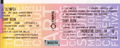 Scan place de th��tre : Dany Boon l L'Olympia (Paris 9e)